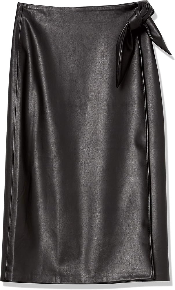 The Drop Women's Manon Vegan Leather Wrap-Front Midi Skirt | Amazon (US)