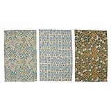 Creative Co-Op Cotton Patterns, Set of 3 Styles, Multicolor Tea Towel, Multi | Amazon (US)