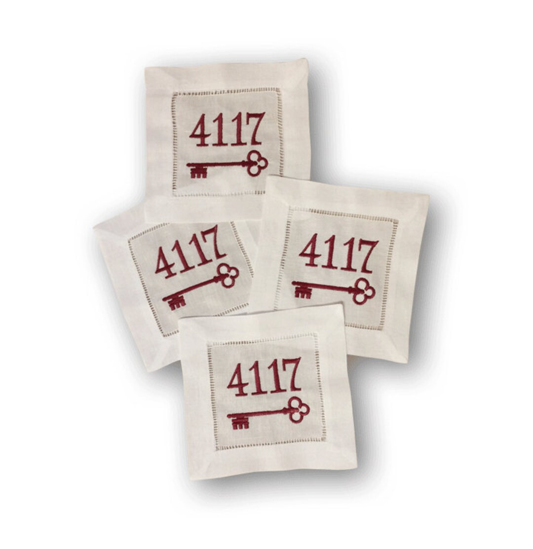 Personalized Address Cocktail Napkin Set of Four - Etsy | Etsy (US)