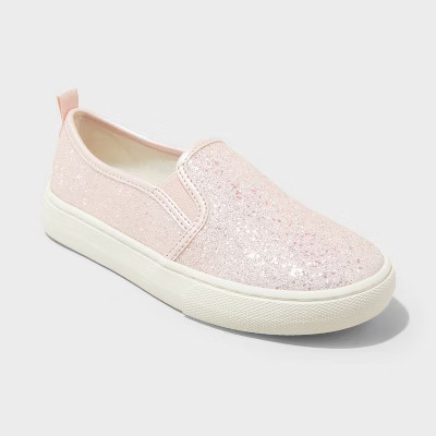 Kids' Charlotte Slip-On Sneakers - Cat & Jack™ Blush 1: Faux Leather, Non-Marking Sole, Closed Round Toe | Target