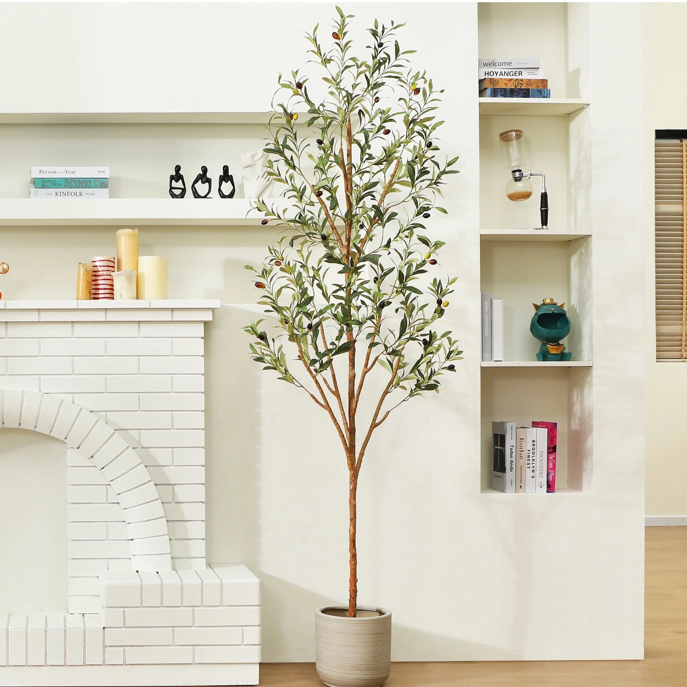 DR.Planzen 7 ft Artificial Olive Plants with Realistic Leaves and Natural Trunk, Silk Fake Olive ... | Walmart (US)