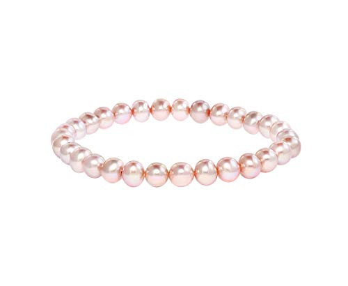 Freshwater Cultured Pearls 7inch Classic Stretch Strand Pearls Bracelet Jewelry for Women (Choice of Size and Colors) (pink, 7.0-8.0mm) | Amazon (US)