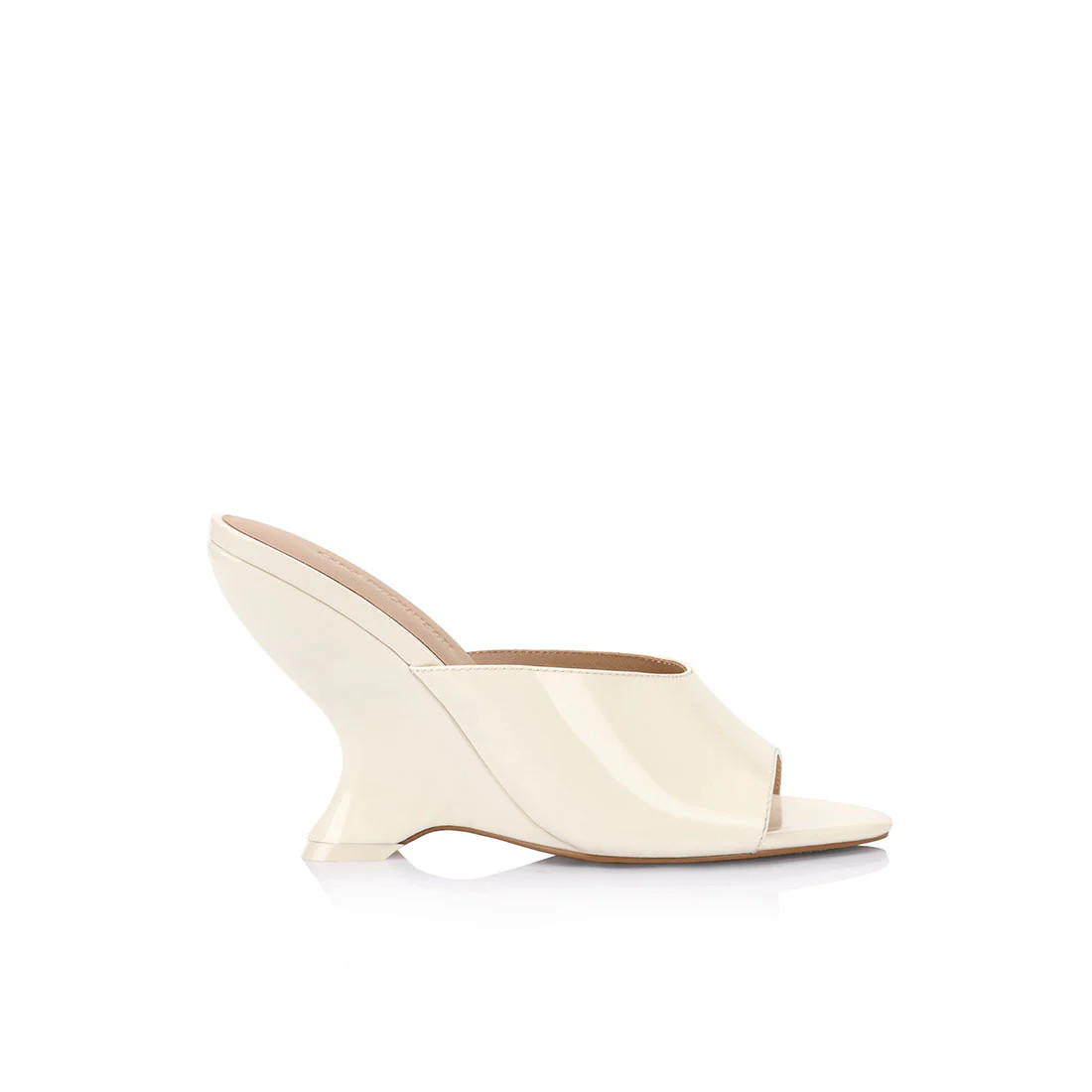 Martha Wedge Heel Sandal Ivory Patent Leather | Lana Wilkinson