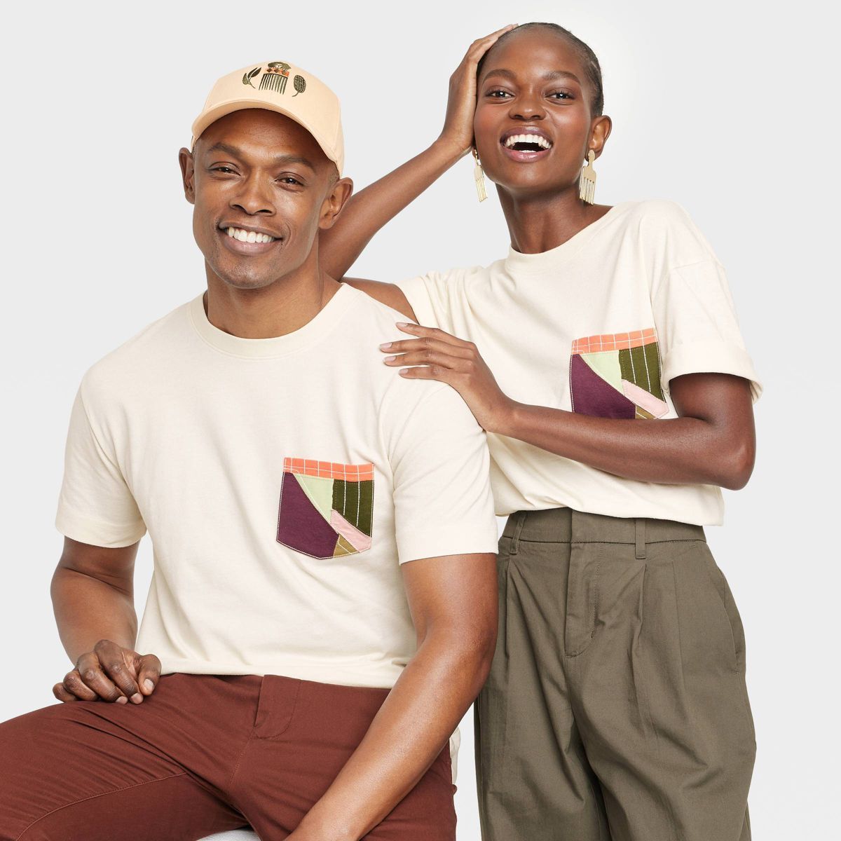 Black History Month Adult Gee's Bend Short Sleeve Pocket T-Shirt - Cream | Target