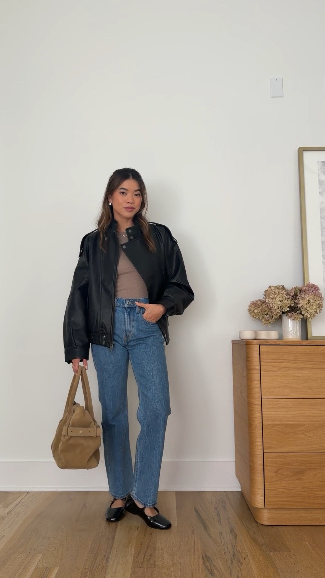 Wearing my favorite @abercrombie denim!
Use my Abercrombie stackable discount code AFCHLOE for an additional 15% off. Be sure to shop the Abercrombie denim sale 25-50% off all jeans & 20% off almost everything else now until Aug 10th!

Sizing info:
-Abercrombie A&F West Village Vegan Leather Bomber Jacket (Size XS in Black)
-Abercrombie Bra-Free Rib High-Neck Tank (Size XS in Light Brown)
-Abercrombie High Rise 90s Relaxed Jean (Size 23 Extra Short in Medium Wash)
-Abercrombie Scrunch Vegan Leather Mary Jane Flat (Size 6 in Black) 



Petite style, petite fashion, mom outfit, mom style, petite pants, petite outfit ideas, petite outfits, best pants for petite, petite denim, spring style, spring outfits, vacation outfits, summer outfits, fall jeans, fall pants, fall cardigan, autumn top, petite fall outfits, abercrombie jeans, fall sale, Abercrombie sale, sale, leather jacket, black jacket, fall jacket, abercrombie jacket,

Denim Promo: *Offer valid online only August 5, 2026 to August 10, 2026 in US/CA. Excludes clearance. Online price reflects discount.
Extra 20% Off: *Offer valid in stores and online August 5, 2026 to August 10, 2026 in US/CA. Exclusions apply as indicated. Online price reflects discount.
Promo Code: *Use code AFCHLOE to get an additional 15% off almost everything in stores and online at checkout from August 5, 2026 to August 10, 2026 in US/CA. Exclusions apply. See details online.

#LTKootd #LTKSeasonal #LTKSaleAlert