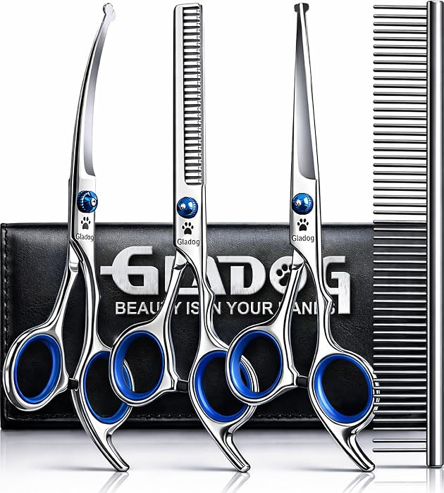 Professional 5 in 1 Dog Grooming Scissors Set with Safety Round Tips, Sharp and Heavy-duty Pet Gr... | Amazon (US)