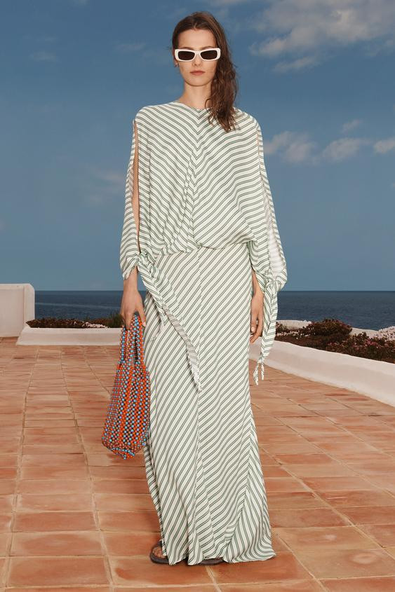 LIMITED EDITION STRIPED DRESS WITH TIES | Zara US