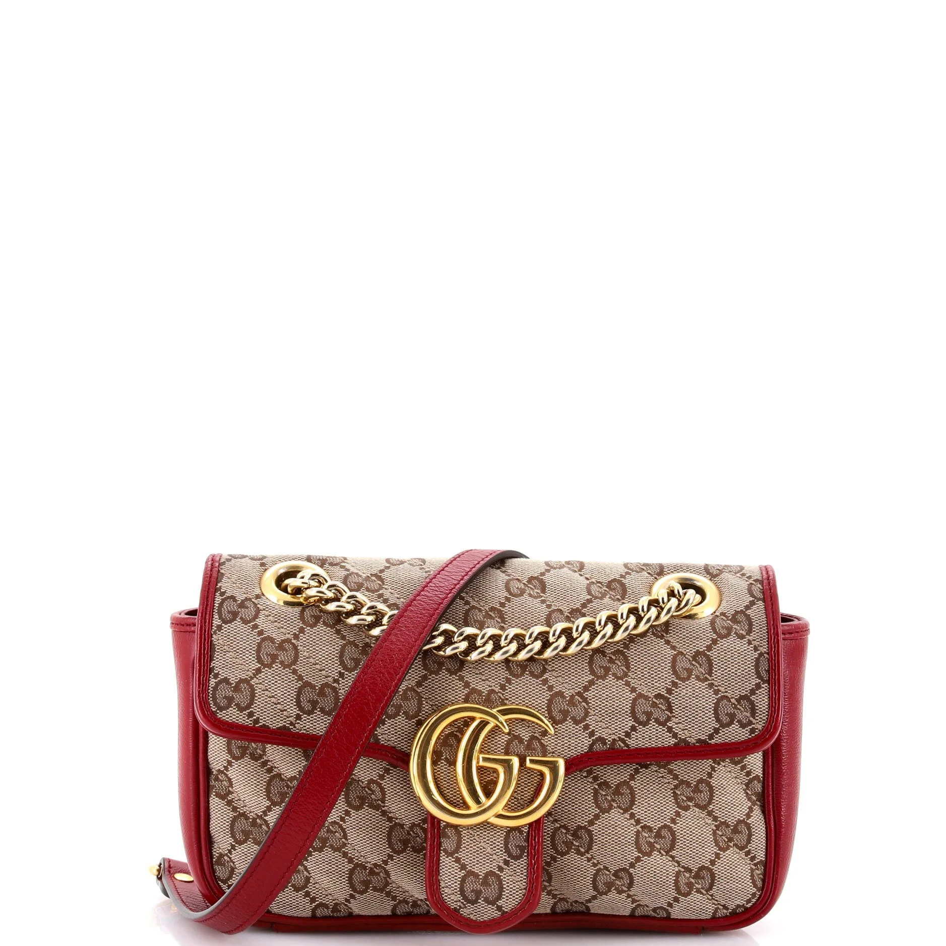 Pre-Owned Gucci GG Marmont Flap Bag Diagonal Quilted GG Canvas with Leather Mini By Rebag | Walmart (US)