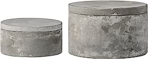 Bloomingville Set of 2 Grey Round Decorative Cement Lids Boxes | Amazon (US)