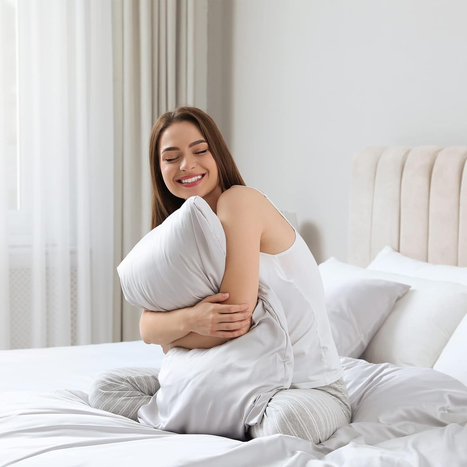 CozyLux 100% Organic Bamboo-Rayon Sheets Queen Size White 300 Thread Count Oeko-TEX Certified Coo... | Amazon (US)