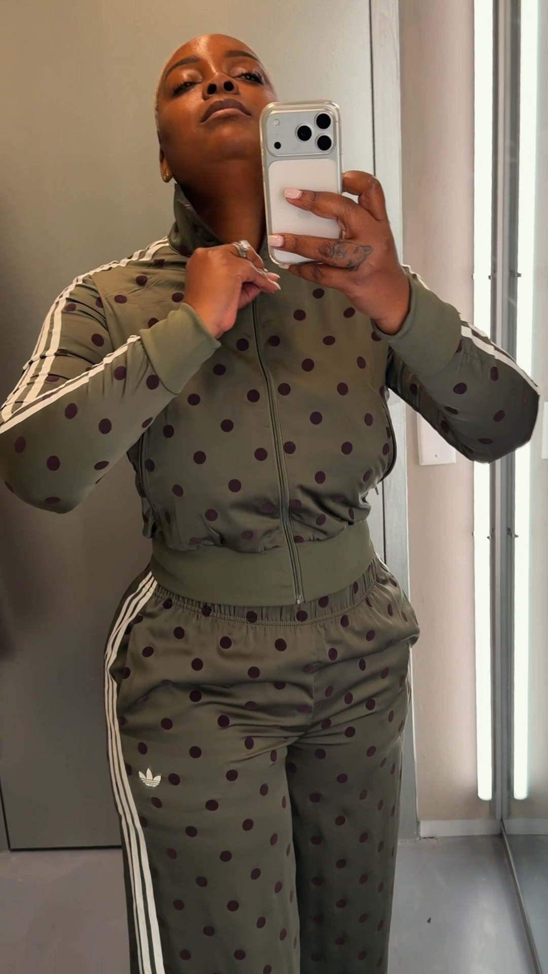 Wearing a large top in this set and a xl pants in this satin polka dot set! I am 5’7’ 215lbs. Available in 4 colors

#LTKootd #LTKNYFW #LTKgrwm