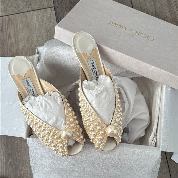 Jimmy Choo Cream Mules with Chic Design | Poshmark