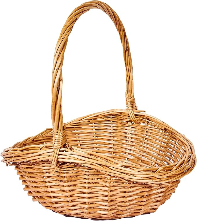 ADEPTNA Vintage Oval Wicker Hamper Storage Gift Shopping Basket High Handle Basket Perfect for St... | Amazon (UK)