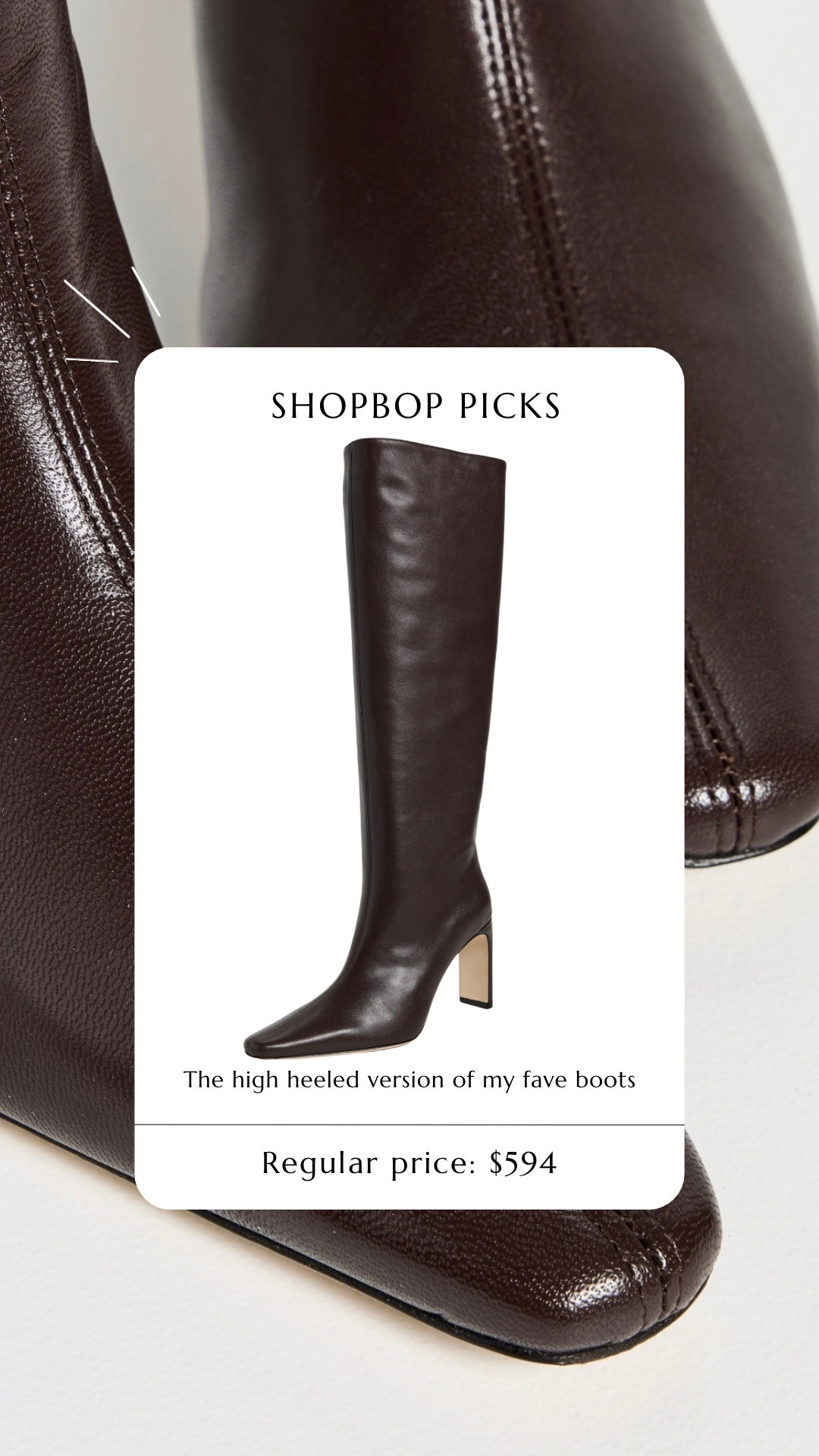 the high heel staud wally boot in brown! such a great price for a quality leather boot. staud wally. brown boot. leather boots. knee high boots.  @Shopbop 

 

#LTKSaleAlert