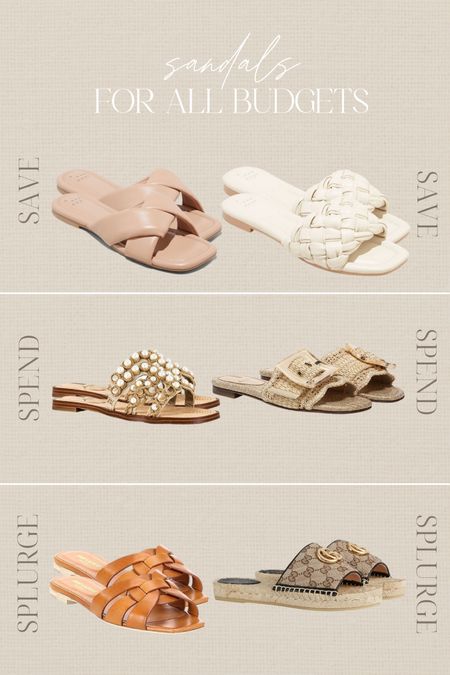 Sandals for all budgets #sandals #shoes #designersandals #save #splurge #lookforless #fashionfinds #soringsandals #vacay #target #ysl #gucci 

#LTKunder50 #LTKshoecrush #LTKstyletip