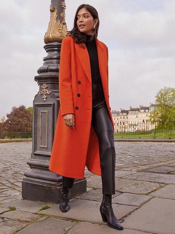 Textured Overcoat - Orange | Very (UK)