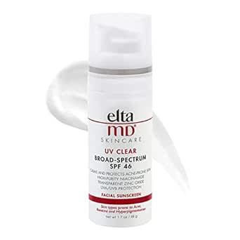 EltaMD UV Clear SPF 46 Face Sunscreen, Broad Spectrum Sunscreen for Sensitive Skin and Acne-Prone... | Amazon (US)