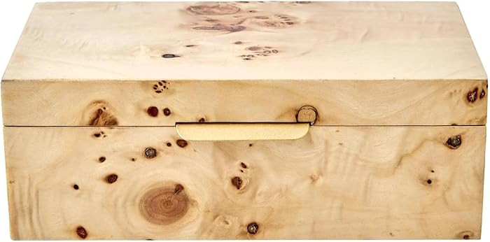 Wood Storage Box with Lid, Natural Wood Jewelry & Keepsake Organizer Box for Dresser Top, Shelf, ... | Amazon (US)