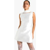 Womens Satin A-Line Mini Dress - White - 10 | boohoo (US & Canada)