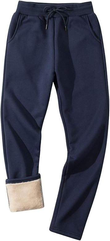 Gihuo Men's Winter Fleece Pants Sherpa Lined Sweatpants Active Running Jogger Pants | Amazon (US)