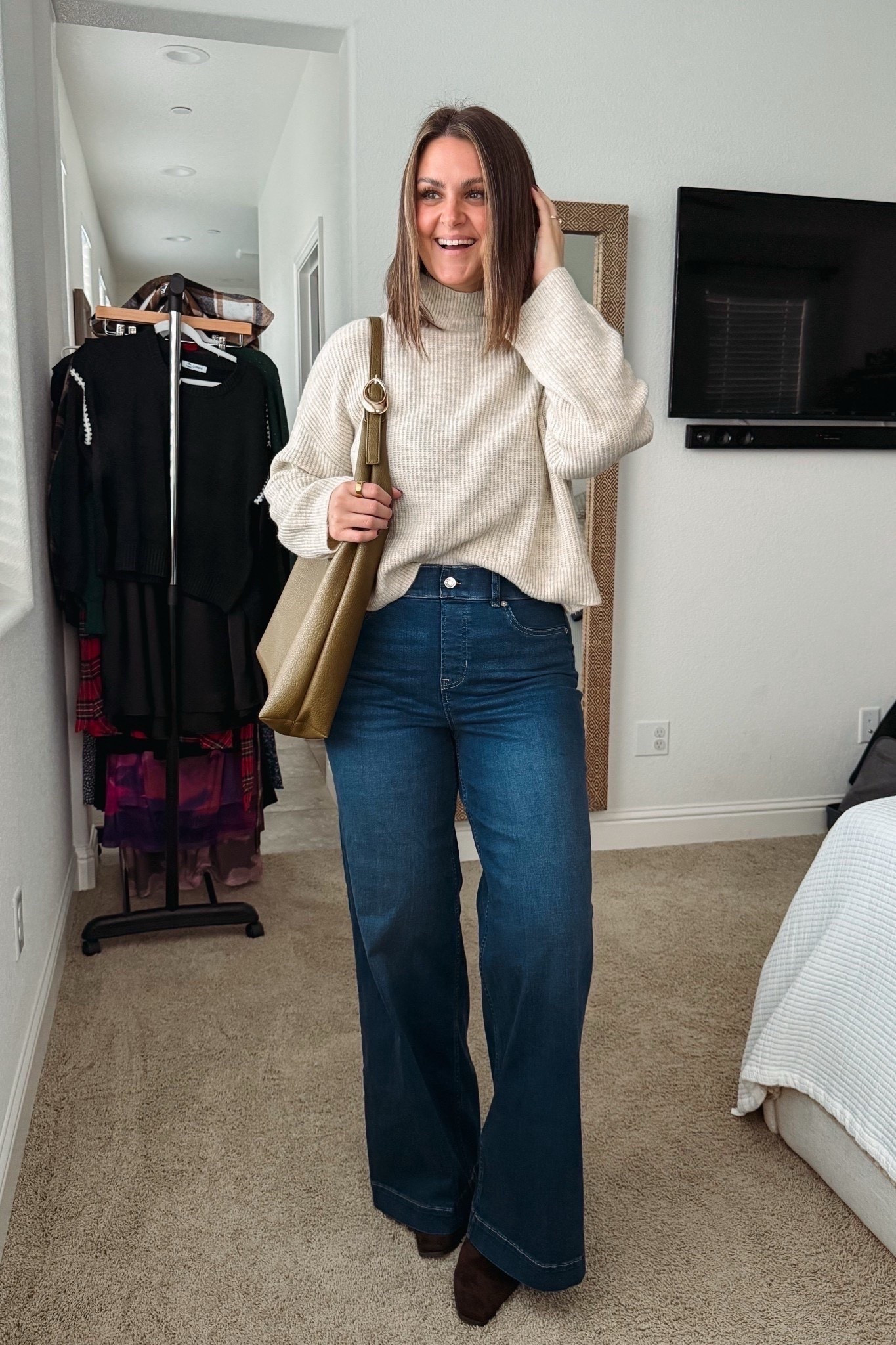 Winter outfit inspo!!

I’m wearing a large - if you’re under 5’8 you may want the petite length 
Sweater is also a large, and the boots are my true size 10

Size 12, wide leg jeans, shapewear jeans, turtle neck outfit, jeans outfit, winter outfit inspo, midsize outfit

#LTKHoliday #LTKootd #LTKmomlife