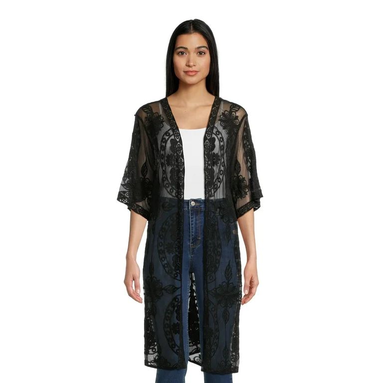 Time and Tru Women's Lace Layering Piece, S/M, Black Soot | Walmart (US)