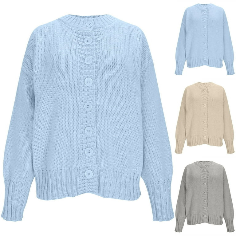 Karight Women's Chunky Knit Cardigan Open Front Sweater Casual Long Sleeve Button Down Oversized ... | Walmart (US)