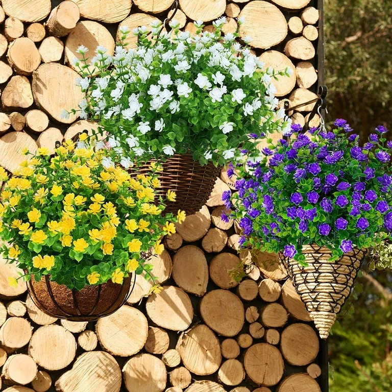 Viworld 24 Bundles Outdoor Artificial Flowers UV Resistant Fake Boxwood Plants, Faux Plastic Gree... | Walmart (US)