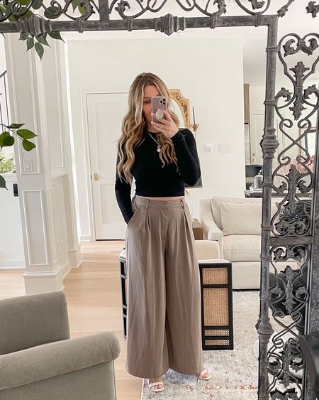 Wide leg trouser pants and long sleeve crop from Amazon I wore in my Bar Cart reel!

#LTKstyletip #LTKhome #LTKunder50