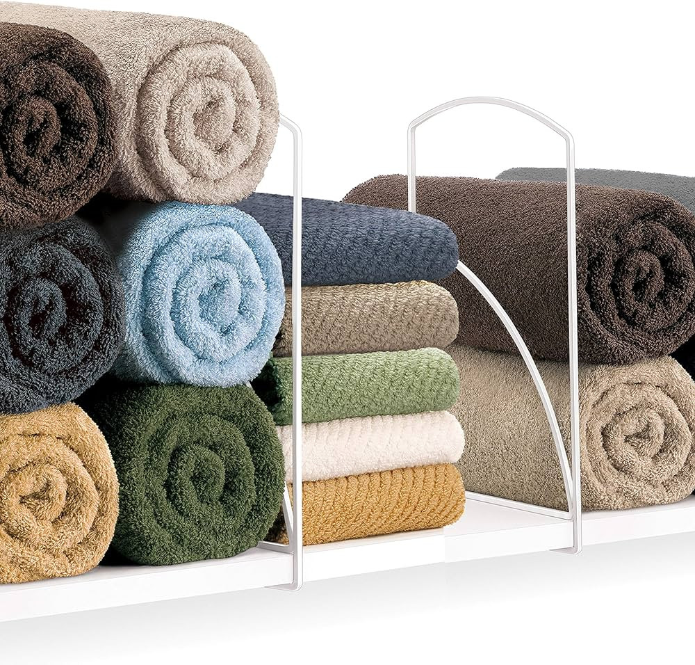 Lynk® Tall White Shelf Dividers - Linen Closet Organizers and Storage - Linen Storage - Closet O... | Amazon (US)