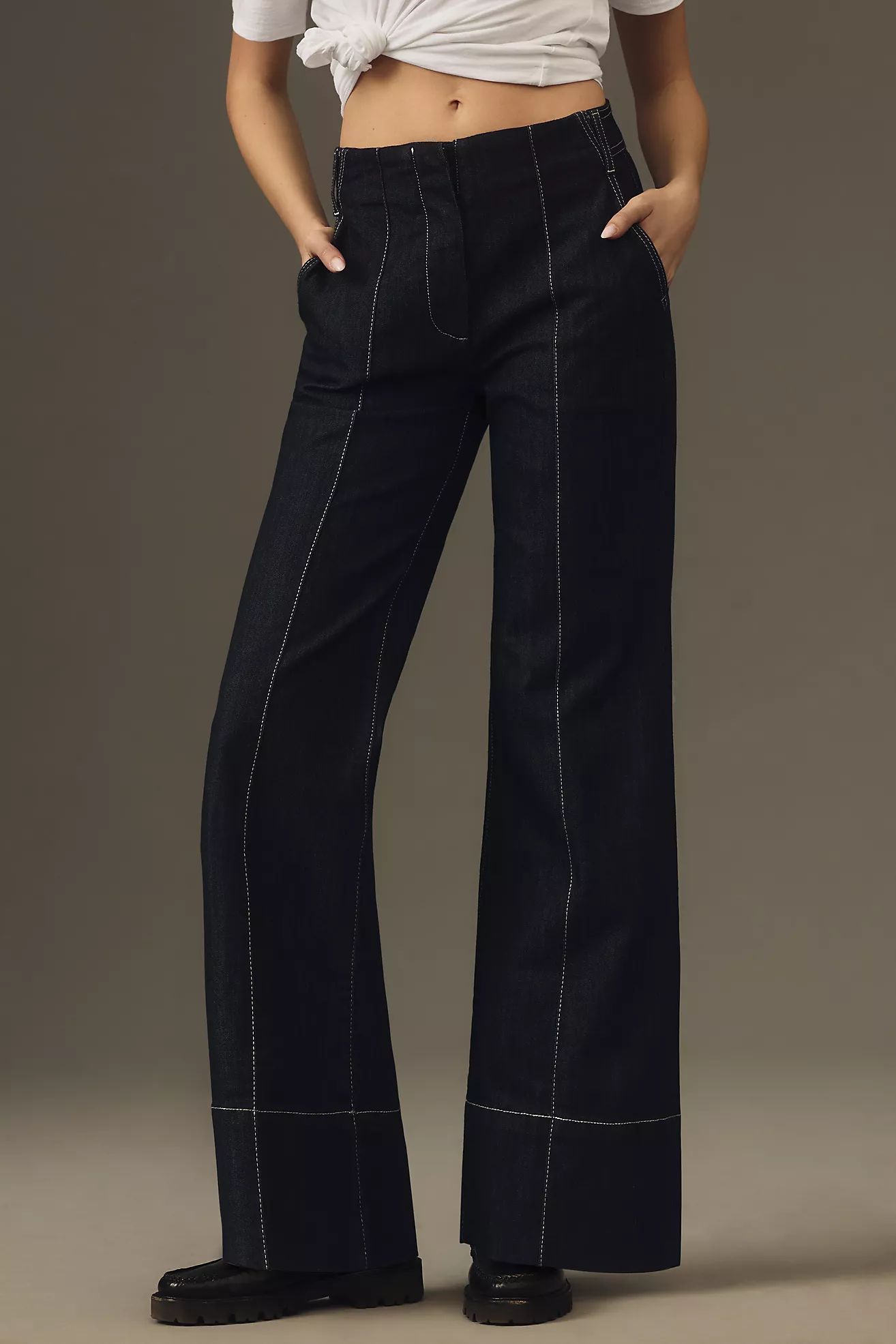 Maeve Clean High-Rise Wide-Leg Trouser Jeans | Anthropologie (US)