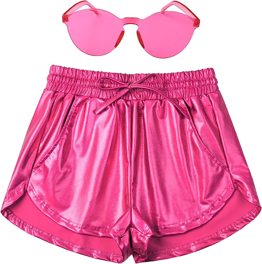 Perfashion Women's Metallic Shorts Summer Sparkly Hot Outfit Shiny Short Pants | Amazon (US)