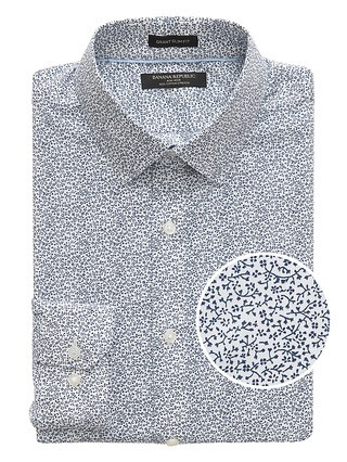Banana Republic Mens Grant Slim-Fit Non-Iron Floral Shirt White Size L | Banana Republic US