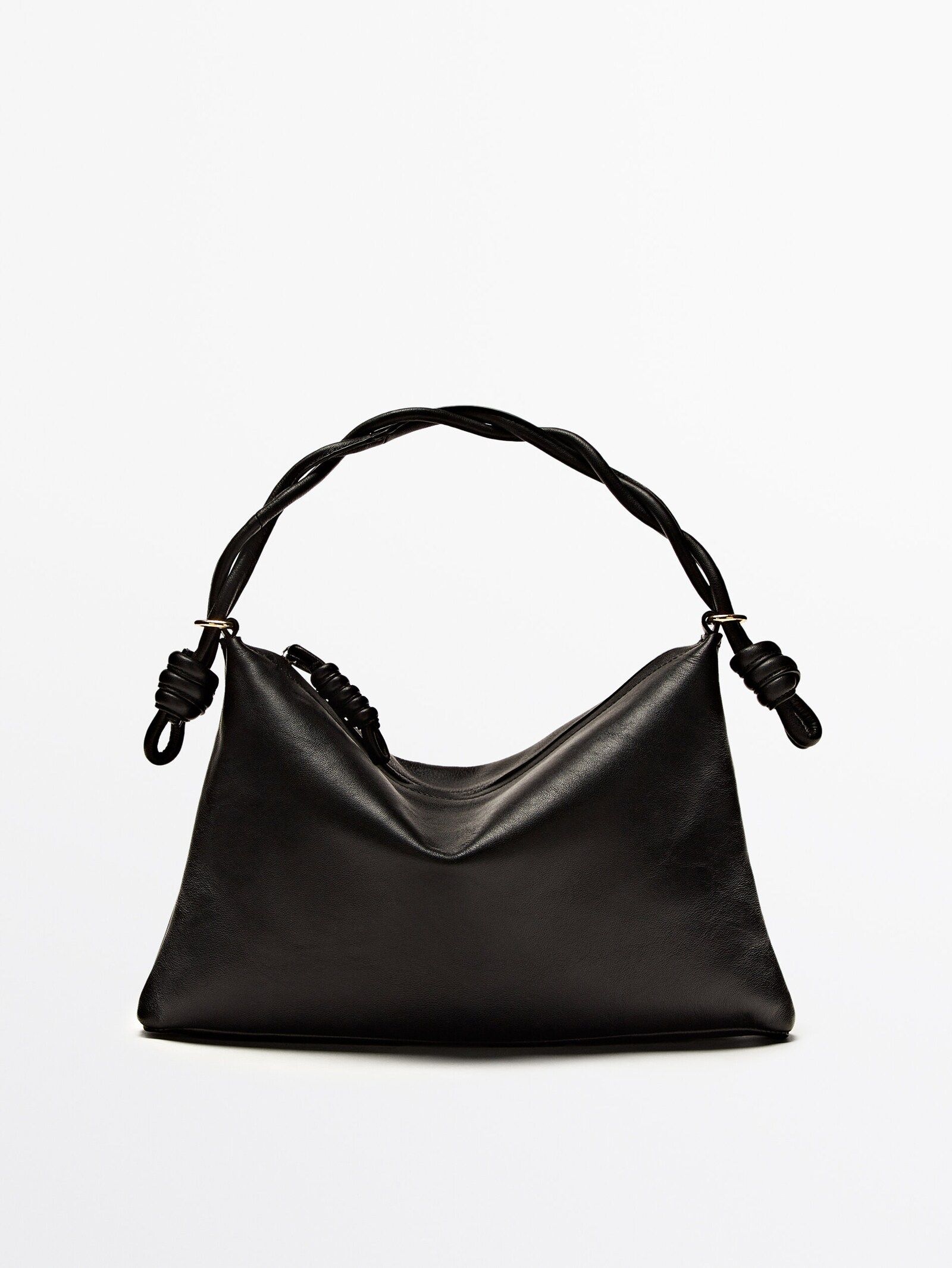 Mini nappa leather shoulder bag with plaited strap | Massimo Dutti (US)