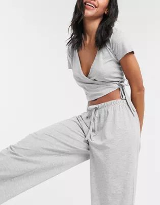 ASOS DESIGN mix & match straight leg jersey pajama bottoms in gray marl | ASOS (Global)