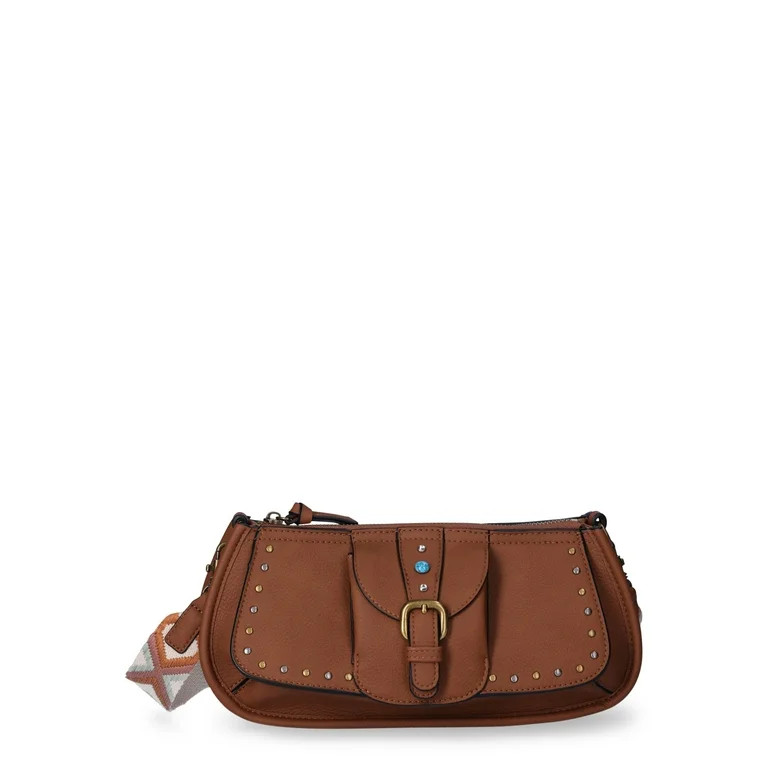 No Boundaries Women's Buckle-Detailed Saddle Mini Bag Cognac | Walmart (US)