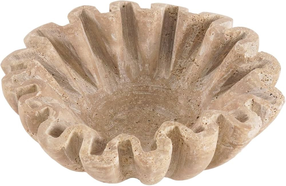 Ruffle Bowl 6'' Inches Travertine Handmade Decorative Bowl and Scallops Bowl for Antique Decor, I... | Amazon (US)