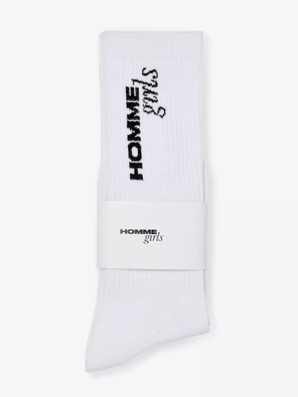 Brand-print ribbed-trim cotton-blend socks | Selfridges
