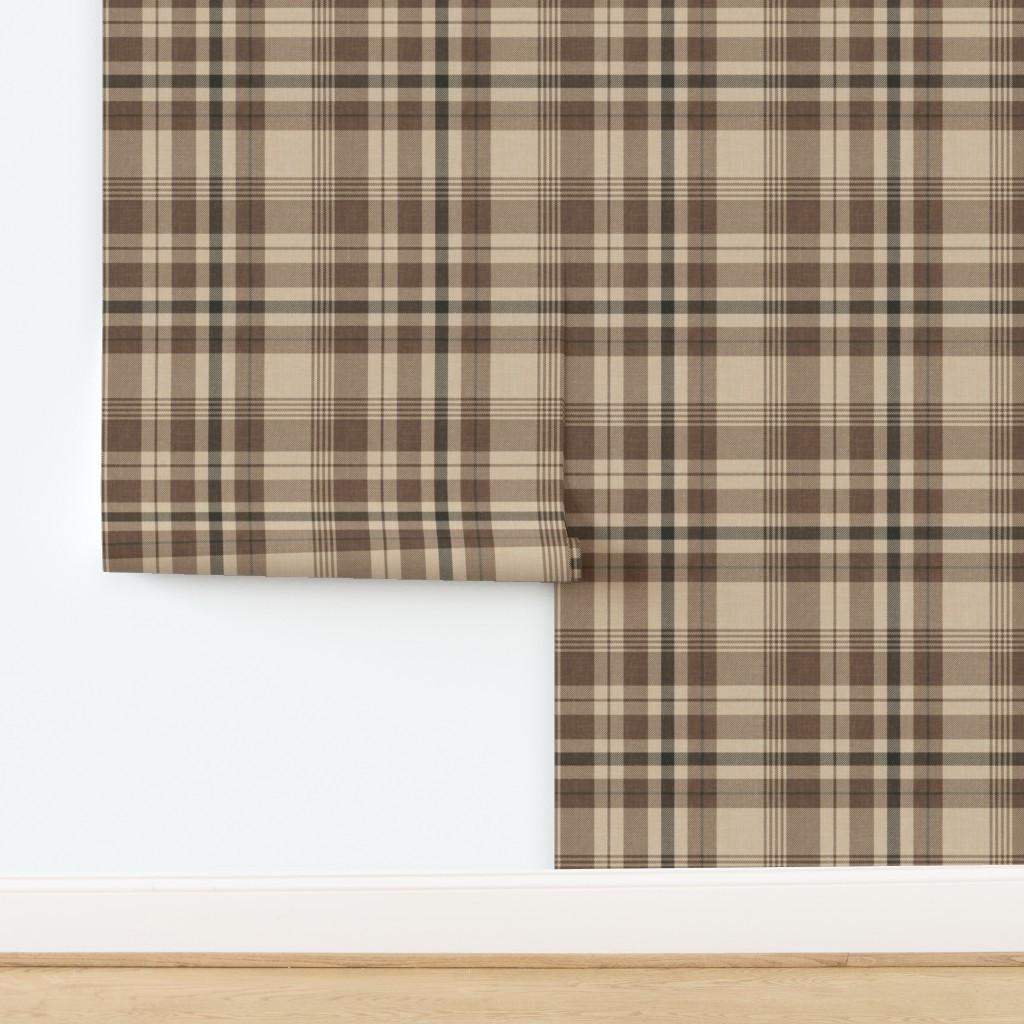 medium classic traditional equestrian linen plaid - warm earthy browns Wallpaper | Spoonflower | Spoonflower