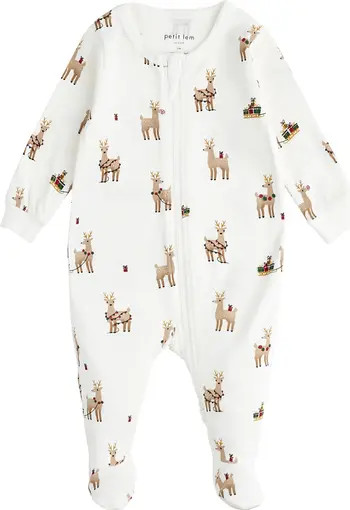 Petit Lem Rudy & Friends Holiday Print Cotton Footed One-Piece Pajamas | Nordstrom | Nordstrom