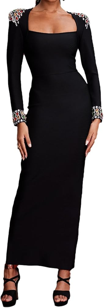 BELLA BARNETT Black Bandage Dress Long Sleeve Tea Party Dress | Amazon (US)