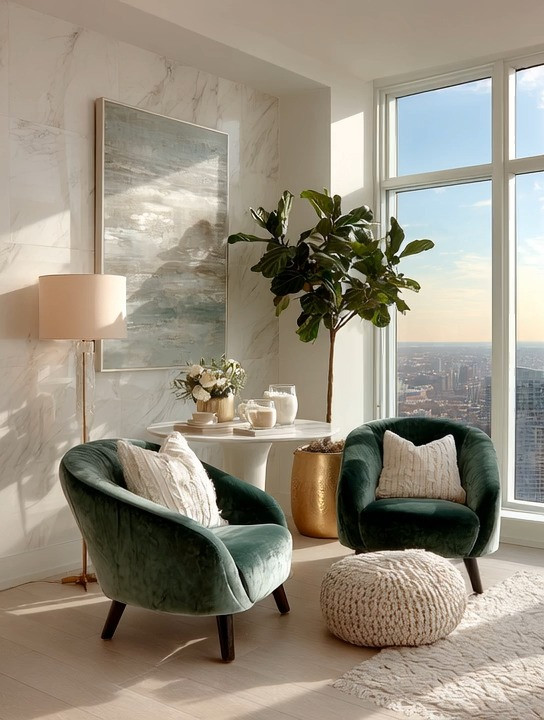 The rich, cozy magic of high-rise living starts with one intentional corner.
Two velvet chairs, a timeless marble table, a statement tree, and a gold planter — that’s all you need to create a space that feels calm during the day and cinematic at night.

And that floor lamp? It’s the secret. Turn every light off except that one and watch your nighttime view transform into a quiet, luxurious moment just for you.

Create this corner with our curated edit — everything you need is already here. Shop the look and bring this beauty home.

#HighRiseLiving #CozyCornerGoals #VelvetChairs #LuxuryHomeDecor #DayToNightDesign #MarbleTableStyle #GoldPlanterLove #ElegantAndDriven 

 #LTKHome