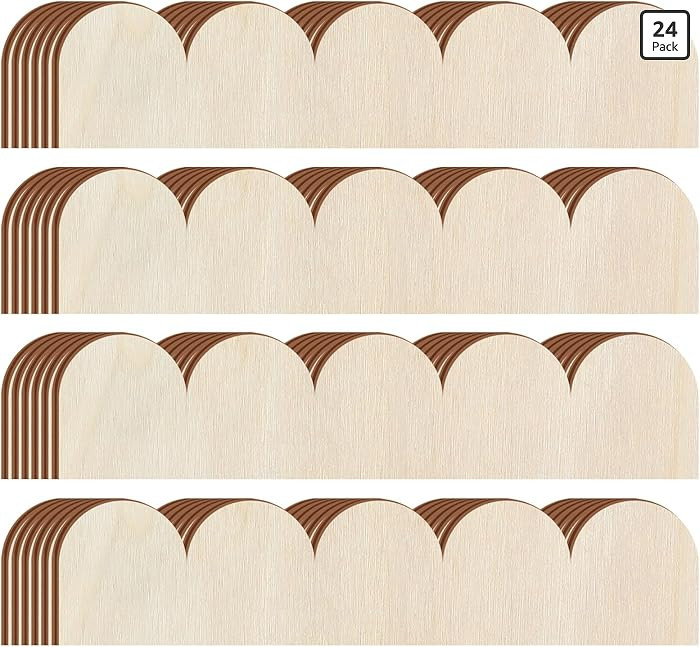 Threehoney 24 Pack Unfinished Scalloped Decorative Wood Trim Scalloped Edge Decorative Wood Moldi... | Amazon (US)