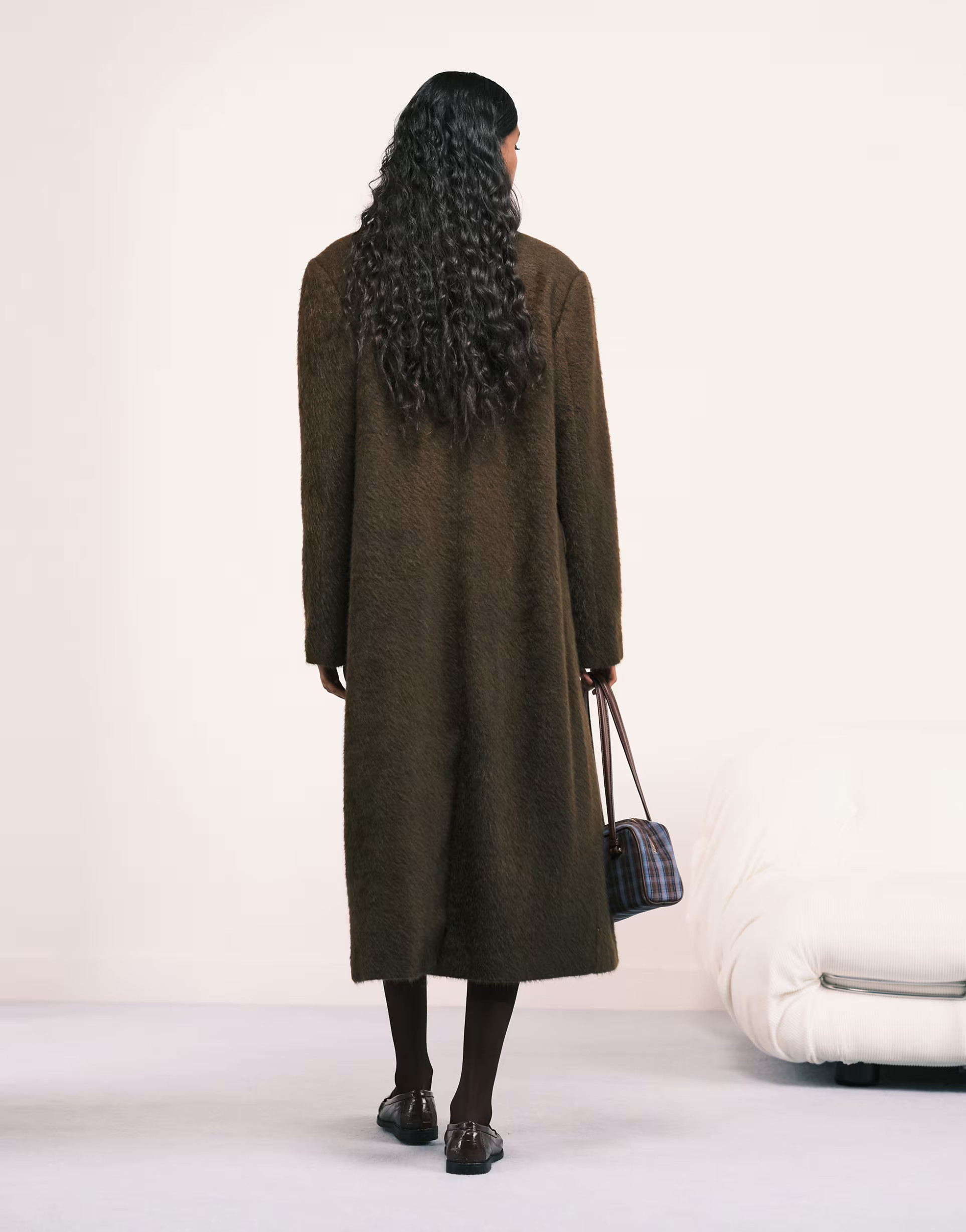 ASOS DESIGN oversized brushed dad coat in dark khaki | ASOS | ASOS (Global)