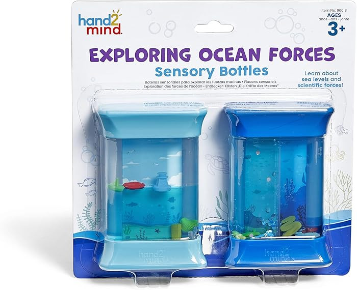 hand2mind Exploring Ocean Forces Sensory Bottles, Quiet Fidget Toys for Kids 3-5, Toddler Learnin... | Amazon (US)