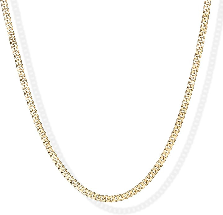 PAVOI 14K Gold Plated Curb Paperclip Box Sphere Bead Snake Herringbone and Figaro Chain Adjustabl... | Amazon (US)