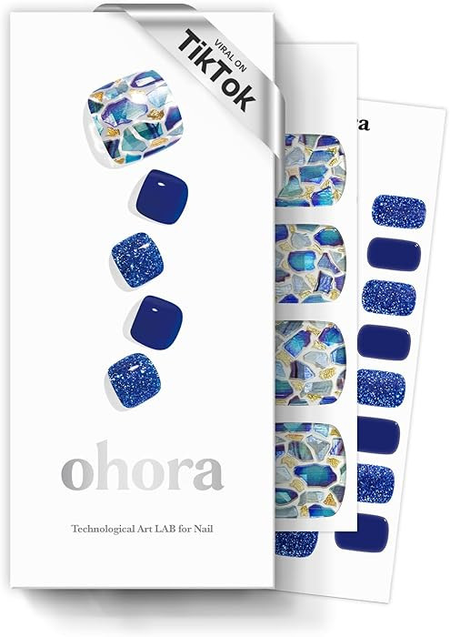 ohora Semi-Cured Gel Pedi Strips 34pcs(P Positano) - Includes 16 Solid Color, 14 Accent Wraps, 2 ... | Amazon (US)