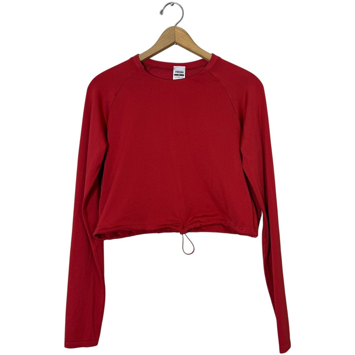 Gymshark Red Cropped Long Sleeve Training Top Athletic Apparel Womens | eBay US