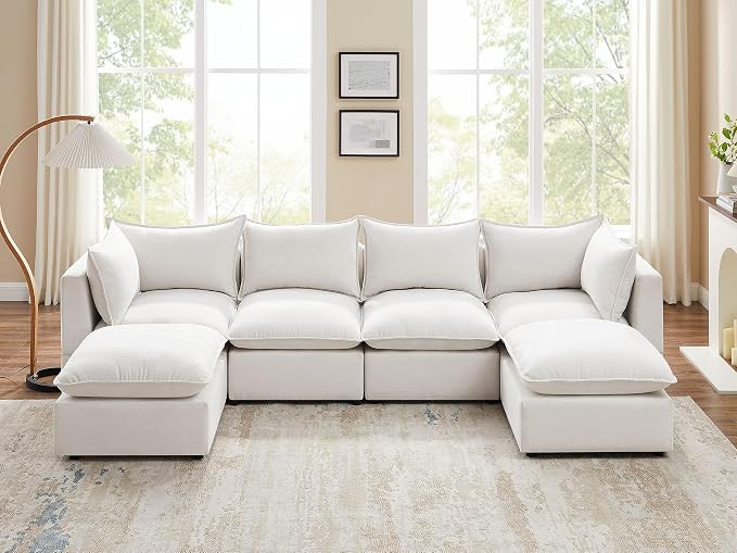 Modular Sectional Sofa, 6 Seater Sectional Sofa Modular Sectional Couch for Living Room, U Shape ... | Amazon (US)
