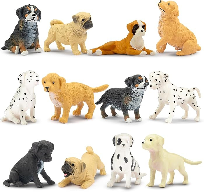 Toymany Mini Dog Figurines Playset, Plastic Puppy Figures, Emulational Tiny Dogs Animals Toy Set | Amazon (US)